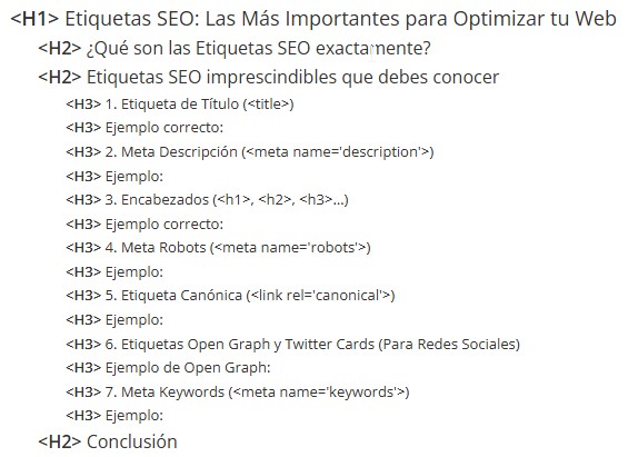 Etiquetas h1 SEO